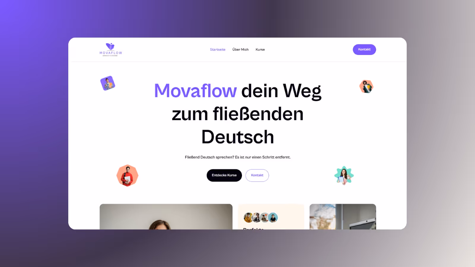 Moderne Website für eine Online-Sprachschule mit Fokus auf Deutschkurse. Entwickelt von Pletix. Projekt von Pletix